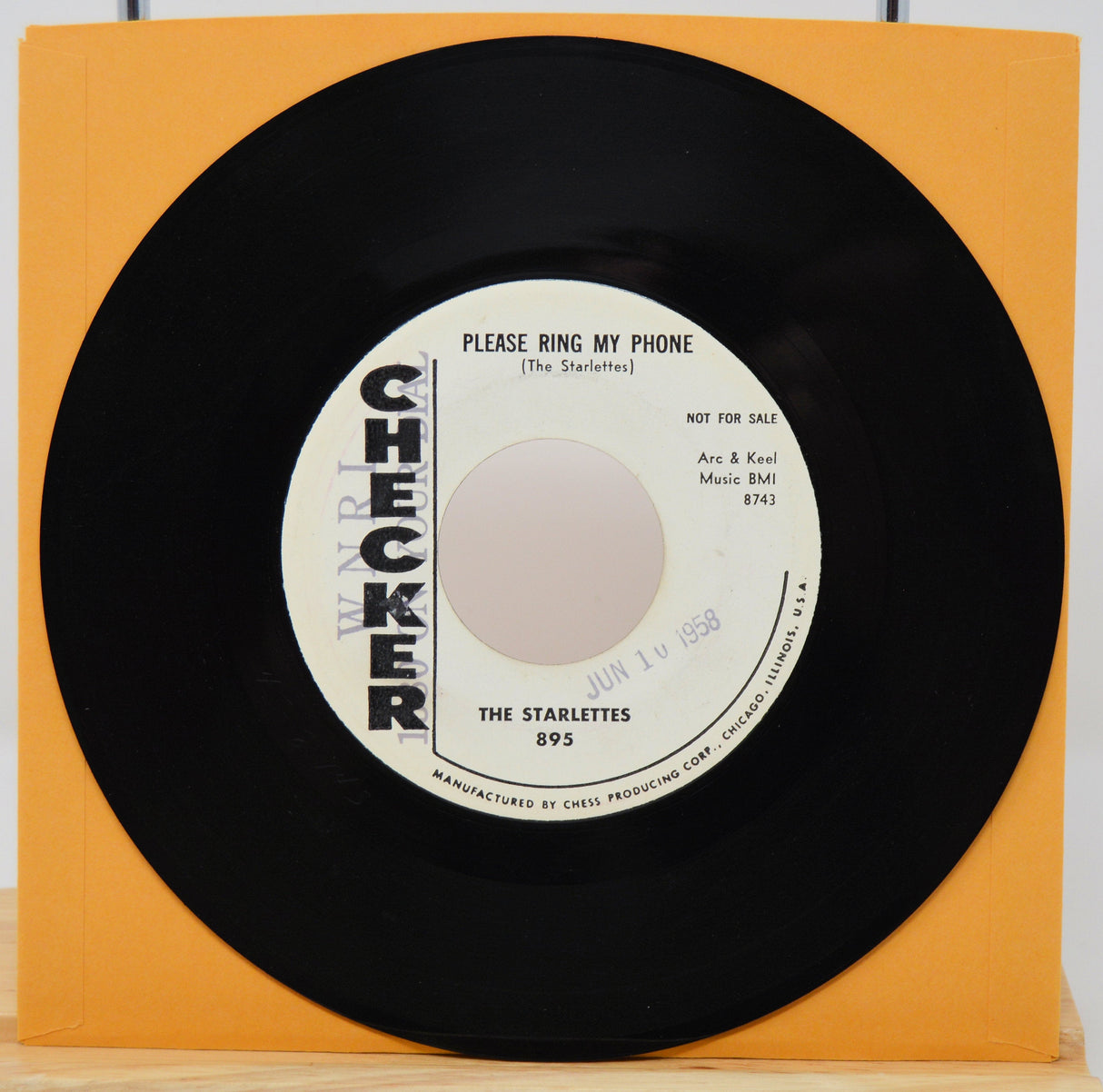 Vintage Checker Records 45RPM single of The Starlettes' Please Ring My Phone, released 1958