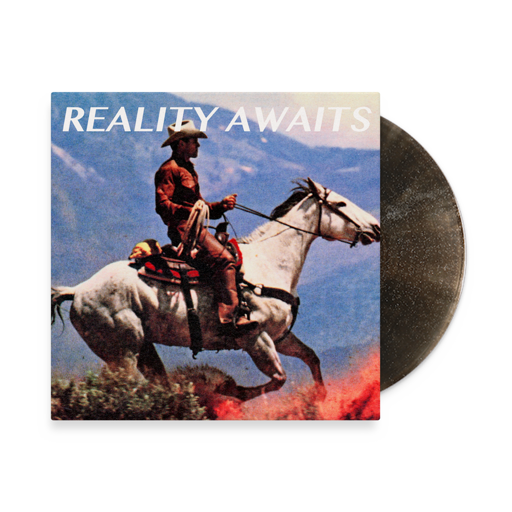Vinyl record by The Strokes with a cover featuring a cowboy on a horse and 'Reality Awaits' text.