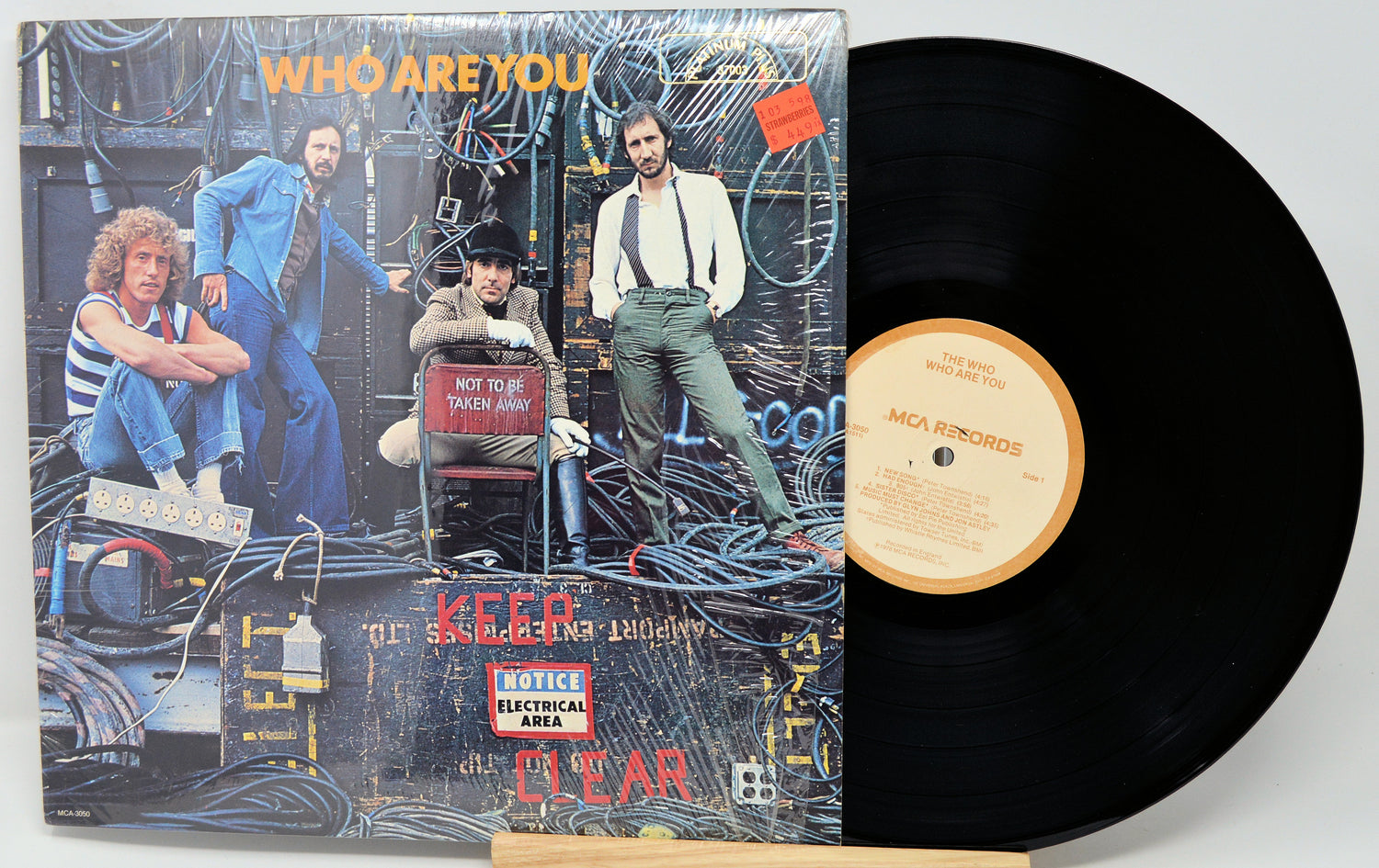 Vinyl record with cover featuring a band and text 'Who Are You' on a white background