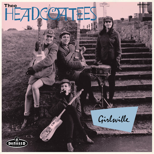 Album cover for 'Girlsville' by Thee Headcoatees featuring four band members with instruments.