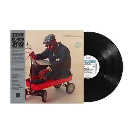A new vinyl record of Monk, Thelonious - Monk's Music with the album cover featuring an image of Thelonious Monk sitting on a red wagon, with the album details and the 'Original Jazz Classics Series' label.