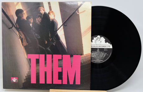 Vinyl record with 'THEM' album cover showing a group of people on stairs.