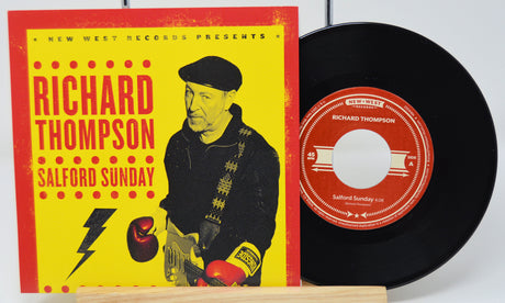 Richard Thompson vinyl record with cover and red label on a white background