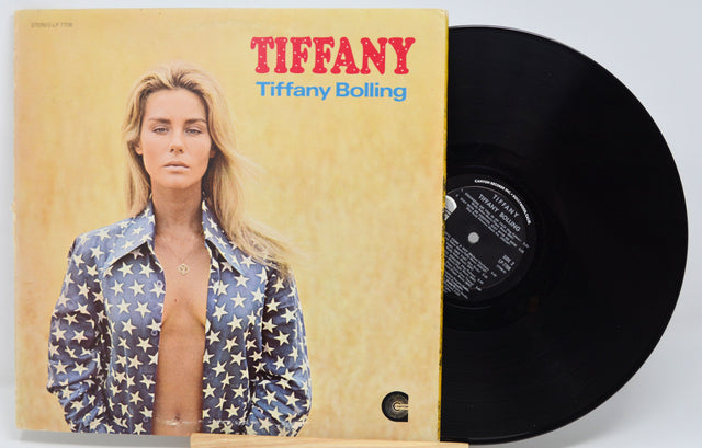 Front cover of Tiffany Bolling – Tiffany LP showing artist with star-patterned jacket