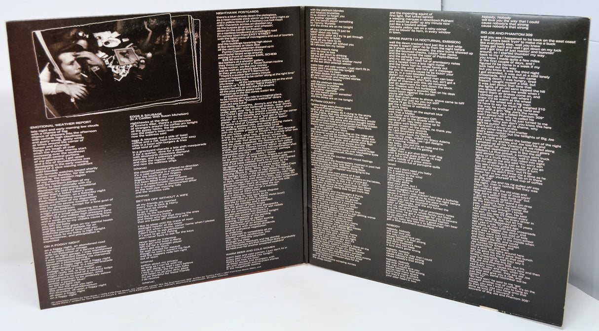 Tom Waits - Nighthawks At the Diner inside of vinyl gatefold cover with songs and lyrics in text