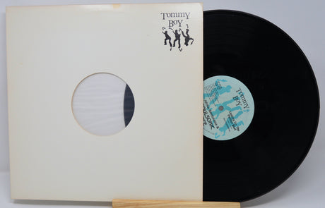 Front of Tommy Boy Soulsonic Force vinyl record with original white sleeve