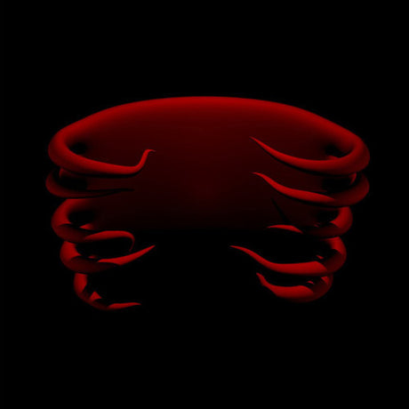Red woven bracelet on a black background