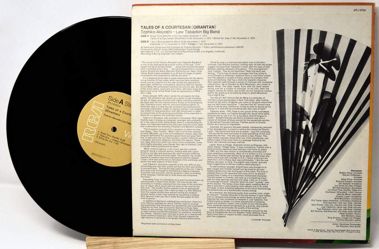 Back cover of Toshiko Akiyoshi-Lew Tabackin Big Band's 'Tales of a Courtesan (Oirantan)' vinyl record with RCA label and liner notes
