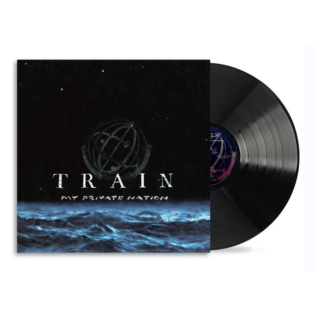 Train My Private Nation vinyl record with album cover featuring celestial and ocean imagery