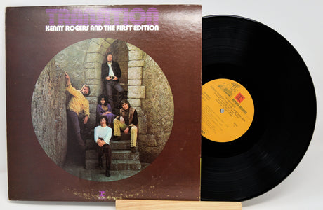 Front cover and record of Kenny Rogers And The First Edition Transition vinyl LP with band photo