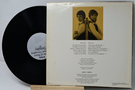 Back cover of Trinity's 'First of Many Second Thoughts' LP with track list and band photo