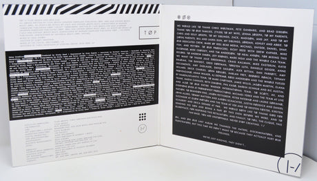 Vinyl record with its cover displaying text and branding.