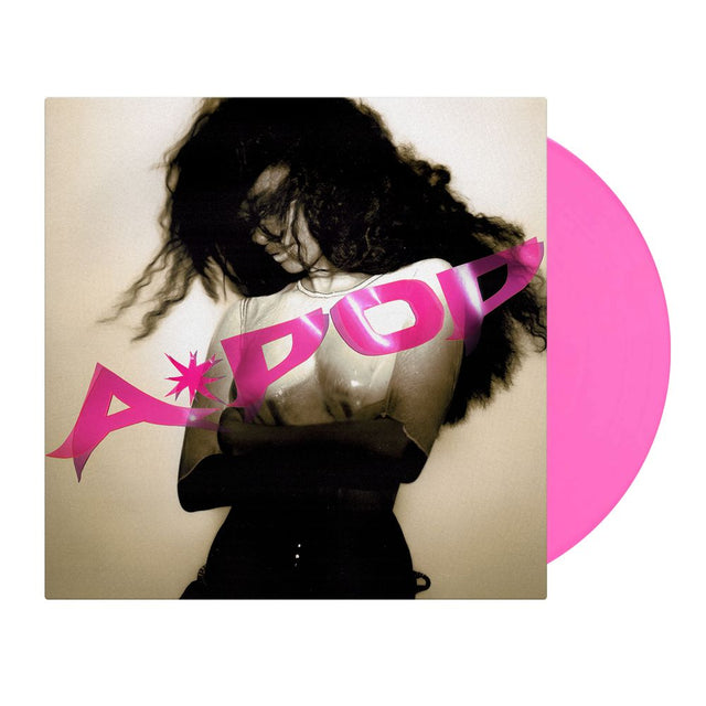 Pink vinyl record by Tyla with a picture of her and pink text on a beige background