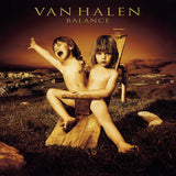 Van Halen Balance album cover featuring two children on a seesaw in a surreal landscape