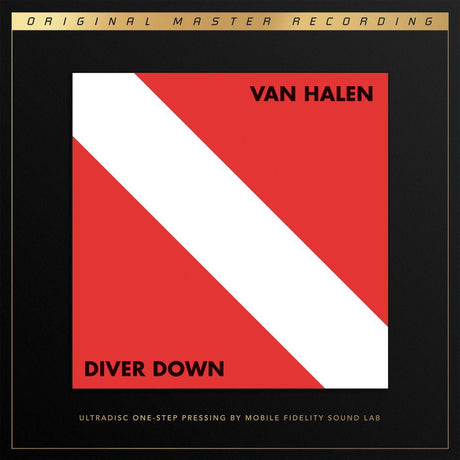 Van Halen Diver Down album cover with red and white diagonal design, Original Master Recording edition