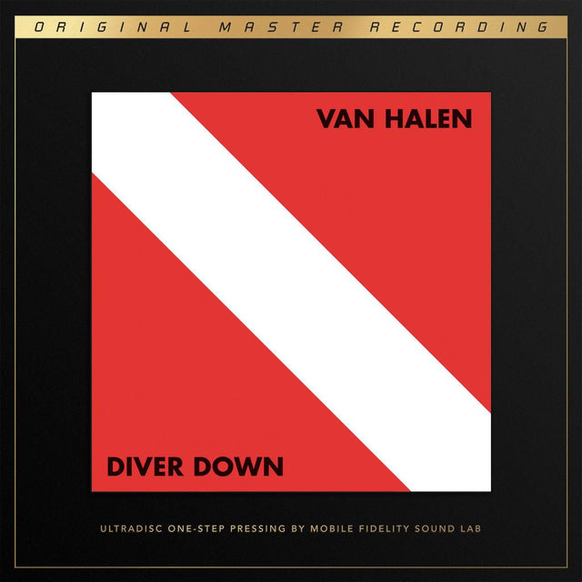 Van Halen Diver Down album cover with red and white diagonal design, Original Master Recording edition