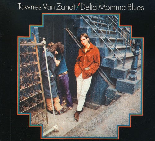 Album cover with two people on a staircase, text 'Townes Van Zandt / Delta Momma Blues' at the top.