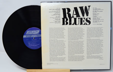 Vinyl record with 'Raw Blues' cover and London label visible