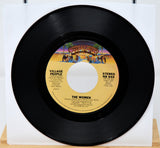 Vinyl record with a colorful label featuring the Village People on a white background