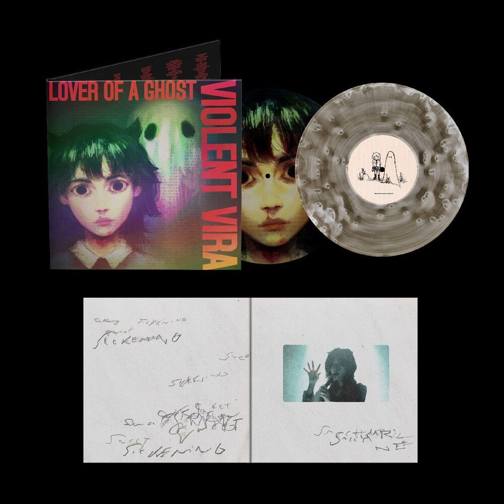 Vinyl record set with cover and disc featuring artistic design and text.