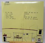 Back cover of Vivian Girls vinyl showing handwritten tracklist and yellow building illustration