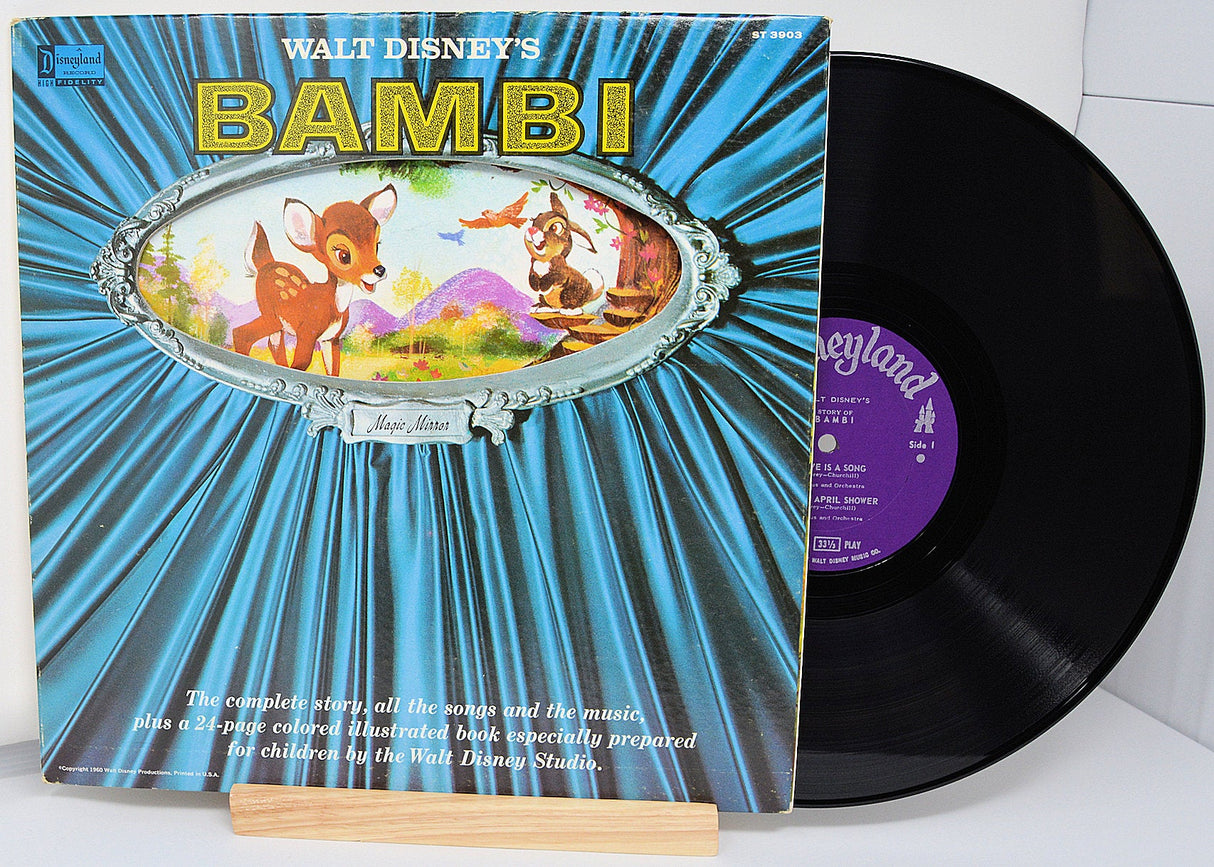 Front cover of Walt Disney's Bambi storybook vinyl record featuring Bambi and Thumper illustration