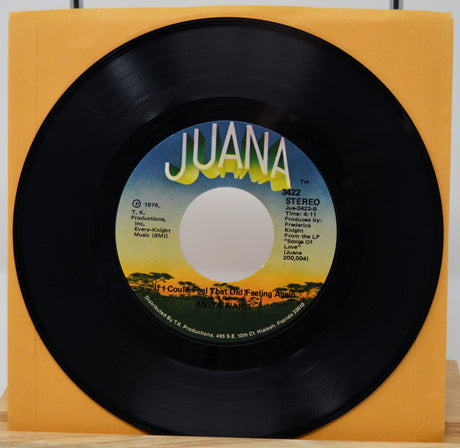Vinyl record with 'Juana' label on a yellow background