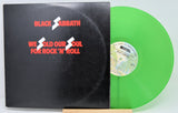 Front cover of Black Sabbath's We Sold Our Soul for Rock 'n' Roll album with neon green vinyl partially visible