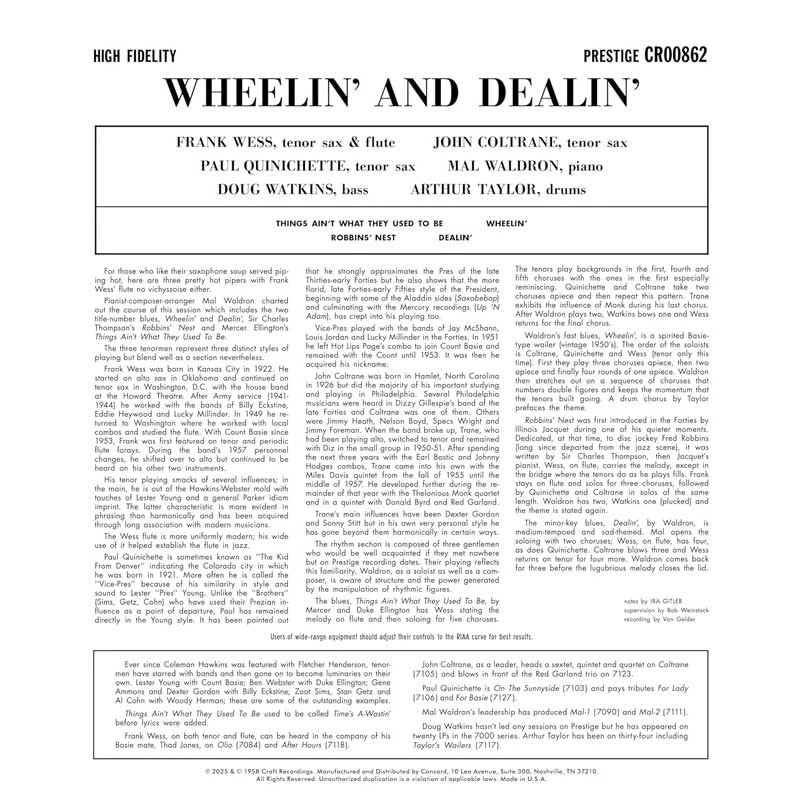 Album cover for 'Wheelin' and Dealin'' with band members and tracklist.