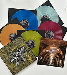 Collection of colorful vinyl records with various covers on a white background all from the Widespread Panic - Sunday Show Box Set