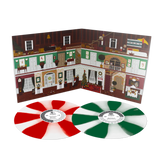 Vinyl records with a colorful interior design on the cover