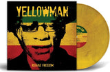 Vinyl record with a colorful cover featuring a face and the text 'Yellowman Reggae Freedom'.