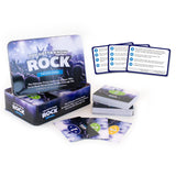 You Gotta Know Rock Trivia Game tin with cards and scoring pieces displayed