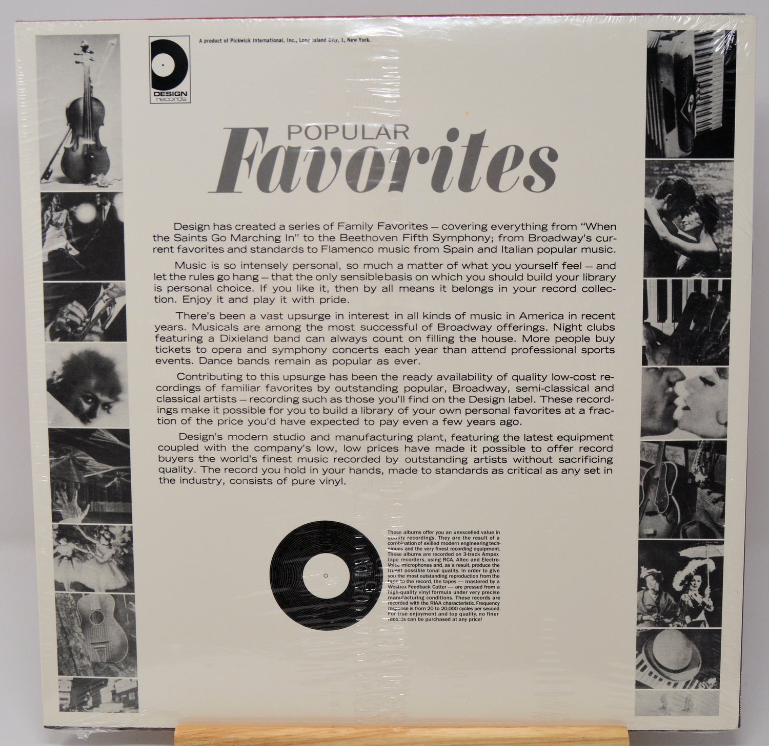 Vinyl record with a red and white label on a light gray background