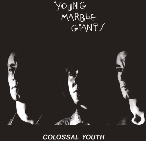 Album cover for 'Colossal Youth' by Young Marble Giants with black and white portraits.