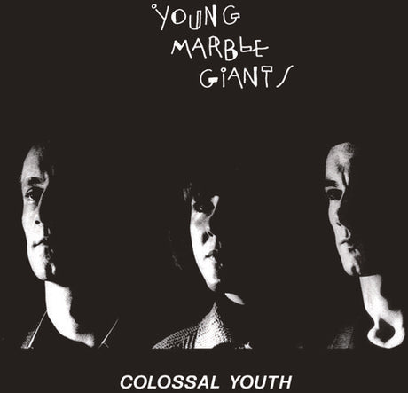 Album cover for 'Colossal Youth' by Young Marble Giants with black and white portraits.