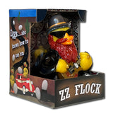 ZZ Flock rubber duck in display box with western-themed packaging