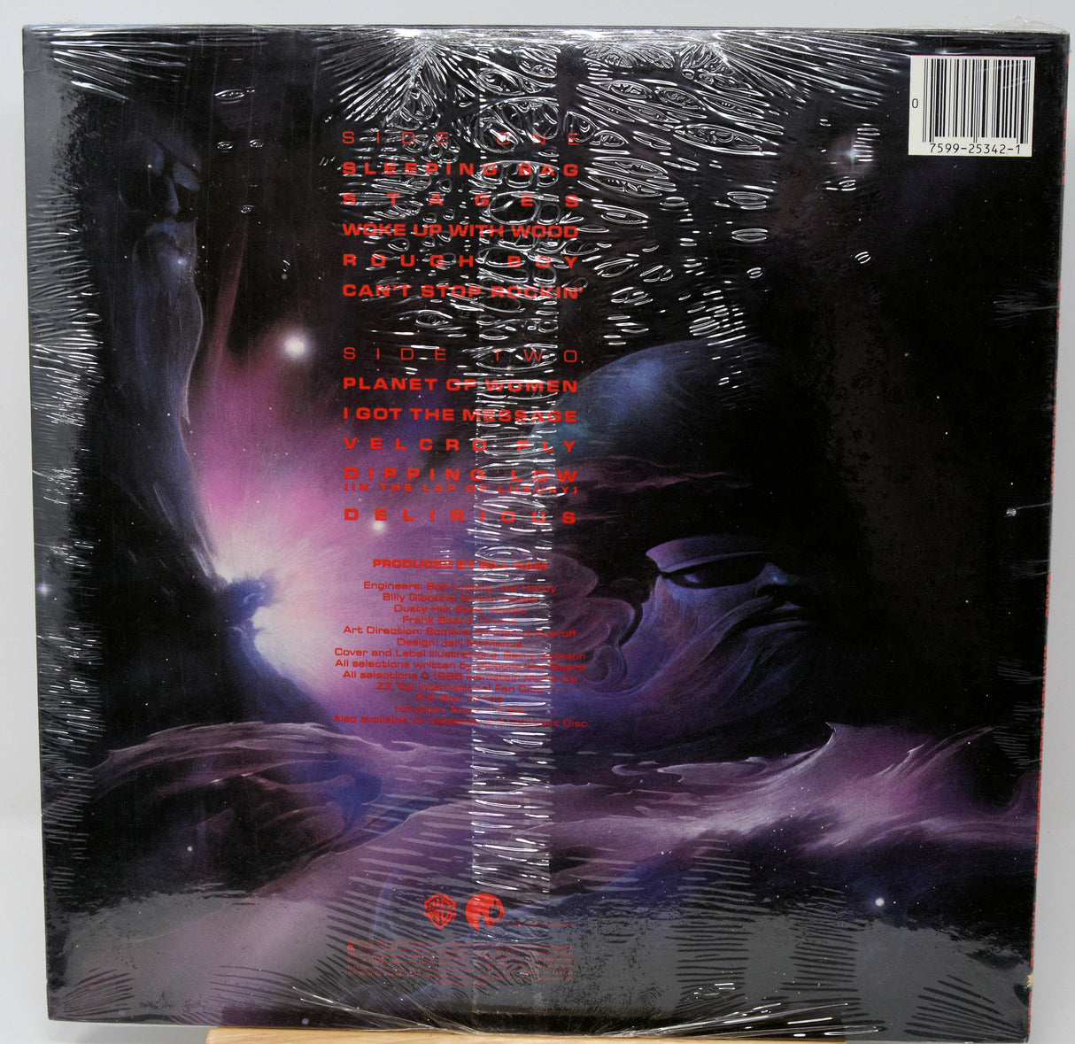 Vinyl record sleeve with futuristic design and text