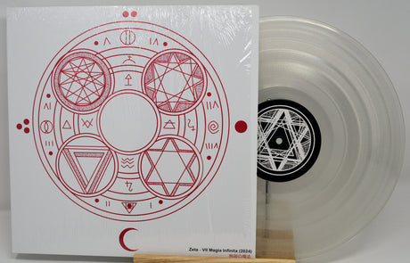 Front cover of Zeta - VII Magia Infinita 2024 clear vinyl showcasing red geometric occult symbols