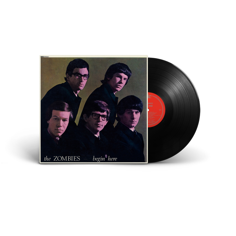 Vinyl record and cover for 'The Zombies Begin Here' on a white background