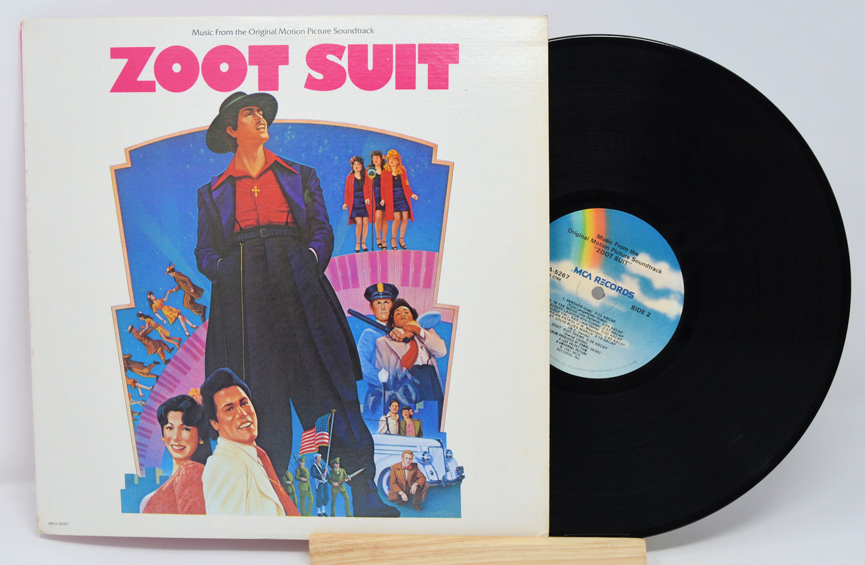 Front cover of Zoot Suit soundtrack vinyl featuring vibrant illustrated characters