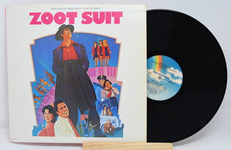 Front cover of Zoot Suit soundtrack vinyl featuring vibrant illustrated characters