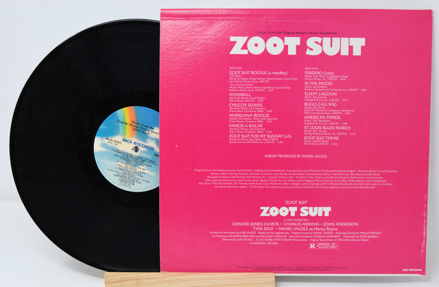 Back cover of Zoot Suit Original Motion Picture Soundtrack vinyl record with track listings