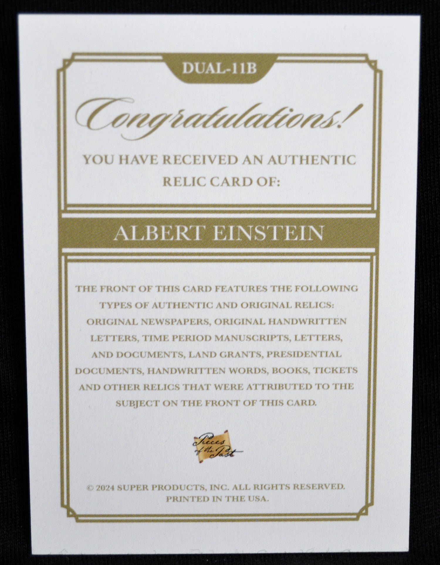 Albert Einstein - 2024 Pieces of the Past Dual Relic Card