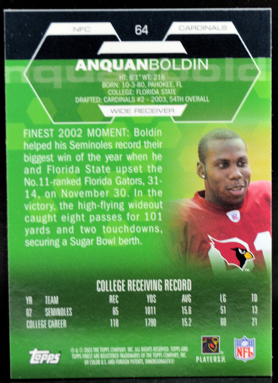 Boldin, Anquan - 2003 Topps Finest