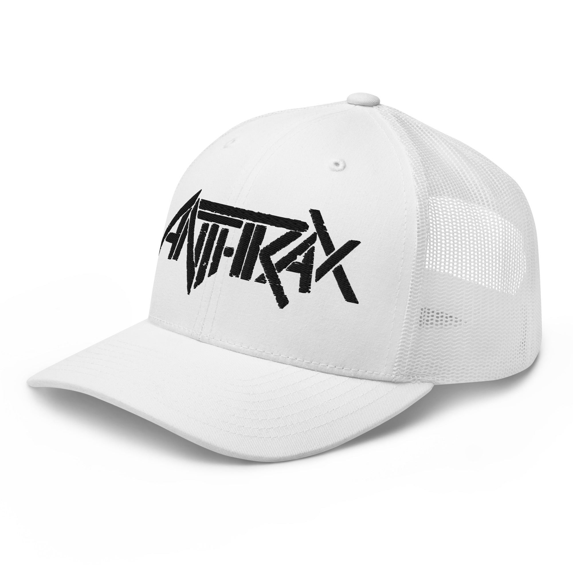 Anthrax - Black on White Trucker HD Embroidered Hat – Joe's Albums