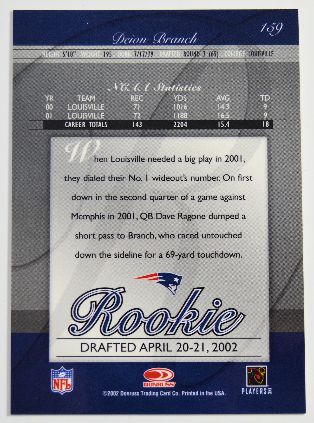 Branch, Deion - 2002 Donruss Elite RC