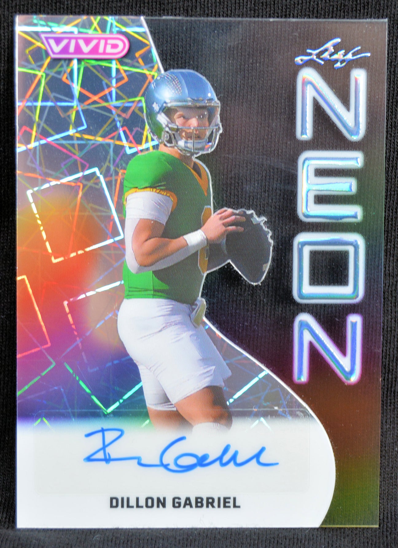 Dillon Gabriel 2025 Leaf Vivid Rookie Card.  Autograph and numbered 4/10.
