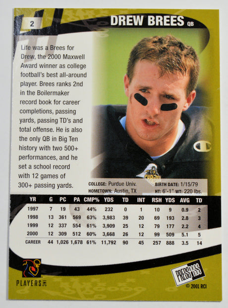 Brees, Drew - 2001 Press Pass RC