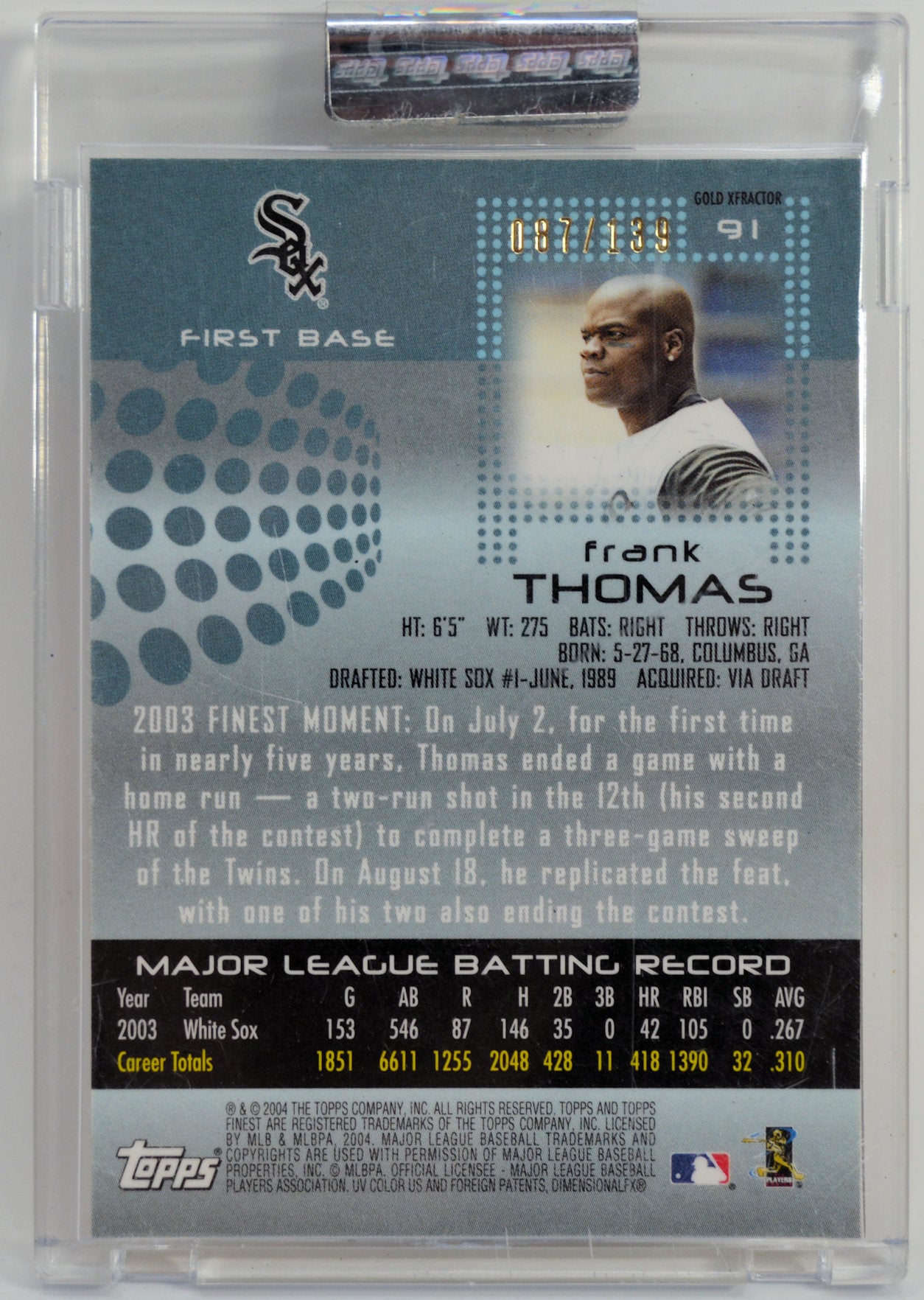 Thomas, Frank - 2004 Topps Finest #'d